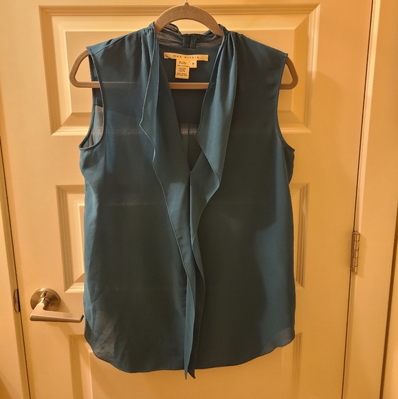 Teal Sleeveless Sheer Blouse - Picture 1 of 2